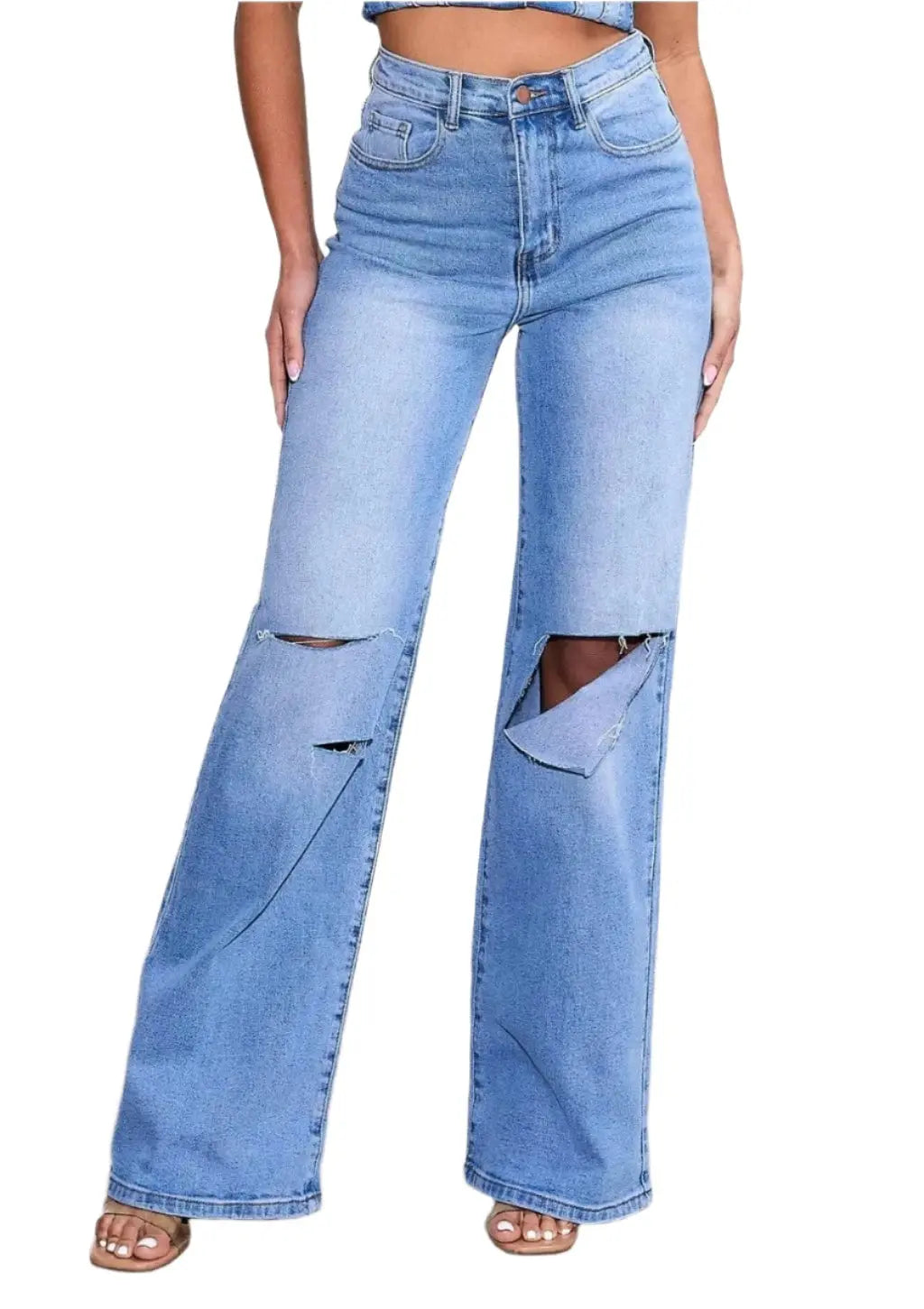 Catching Your Eye Straight Leg Jeans-Blue - Epicplacess