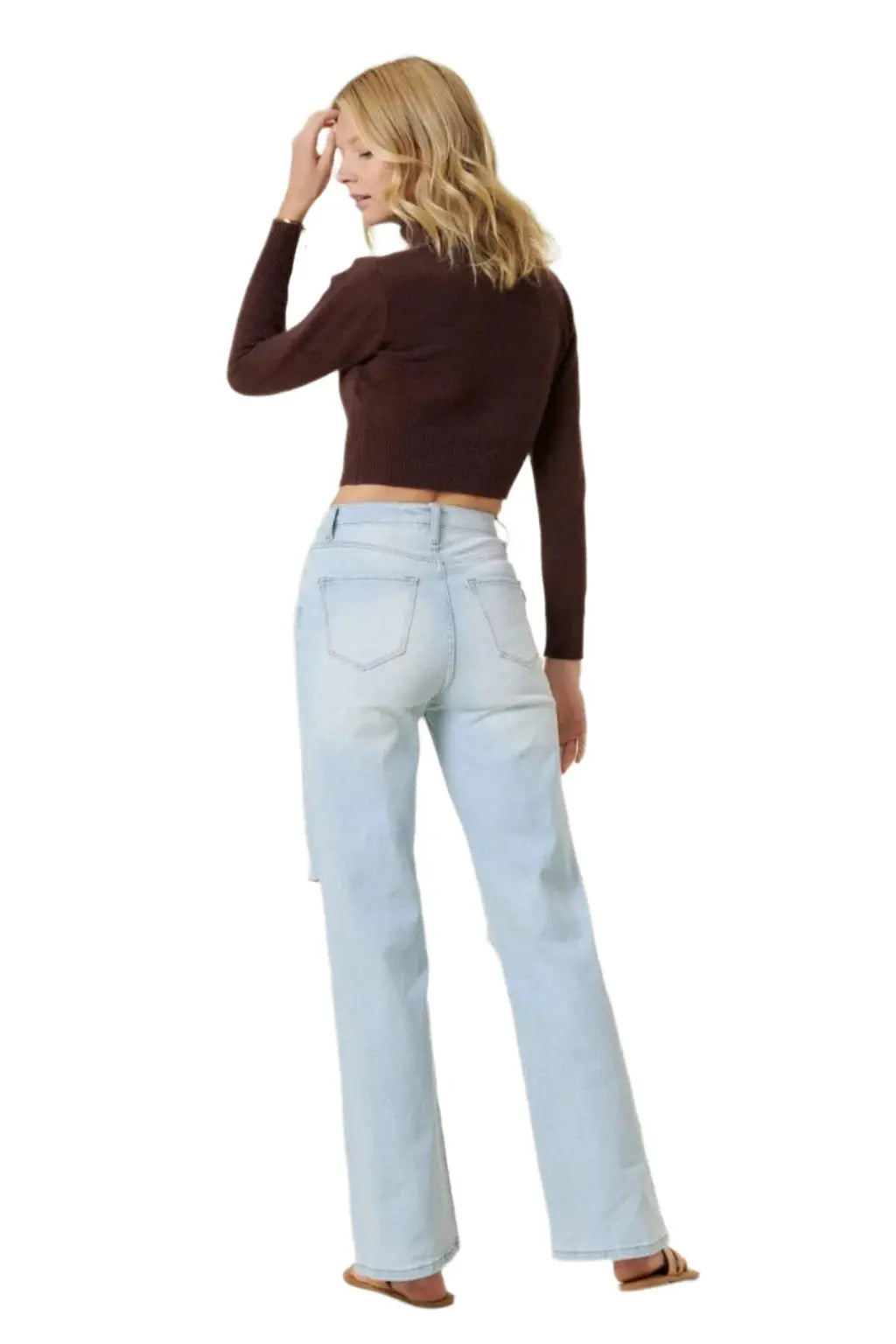 Catching Your Eye Straight Leg Jeans-Blue - Epicplacess