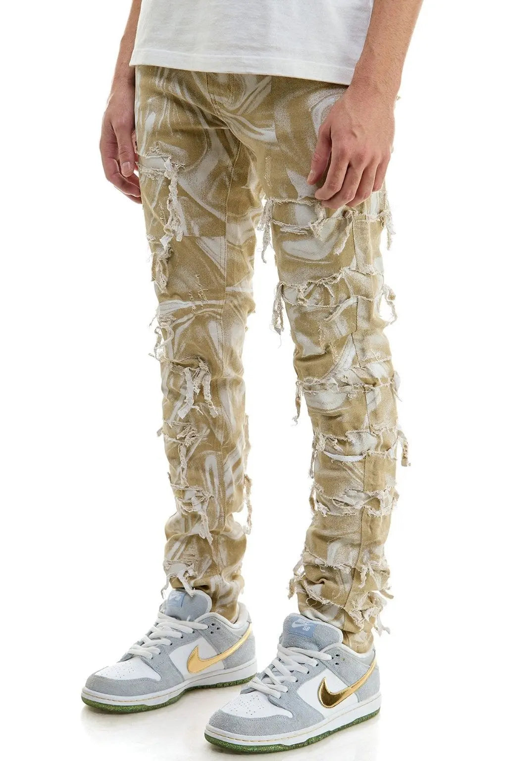 Fleece Lined Skinny jeans Way Frayed Straight - Epicplacess