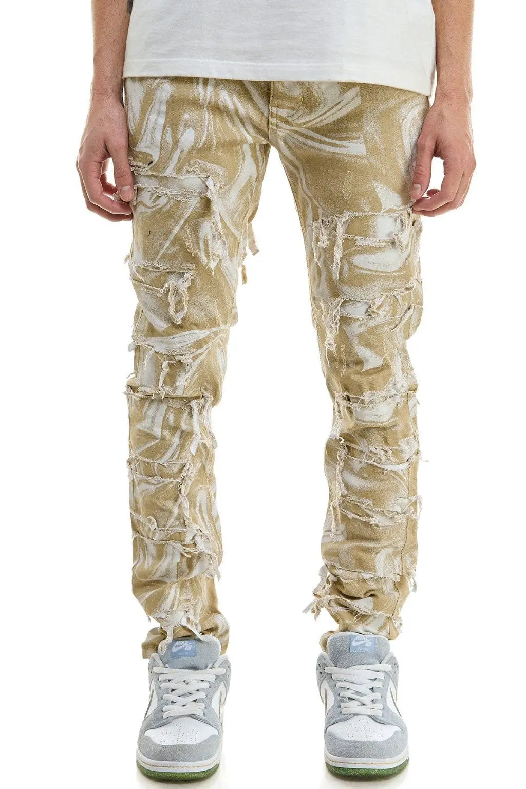 Fleece Lined Skinny jeans Way Frayed Straight - Epicplacess