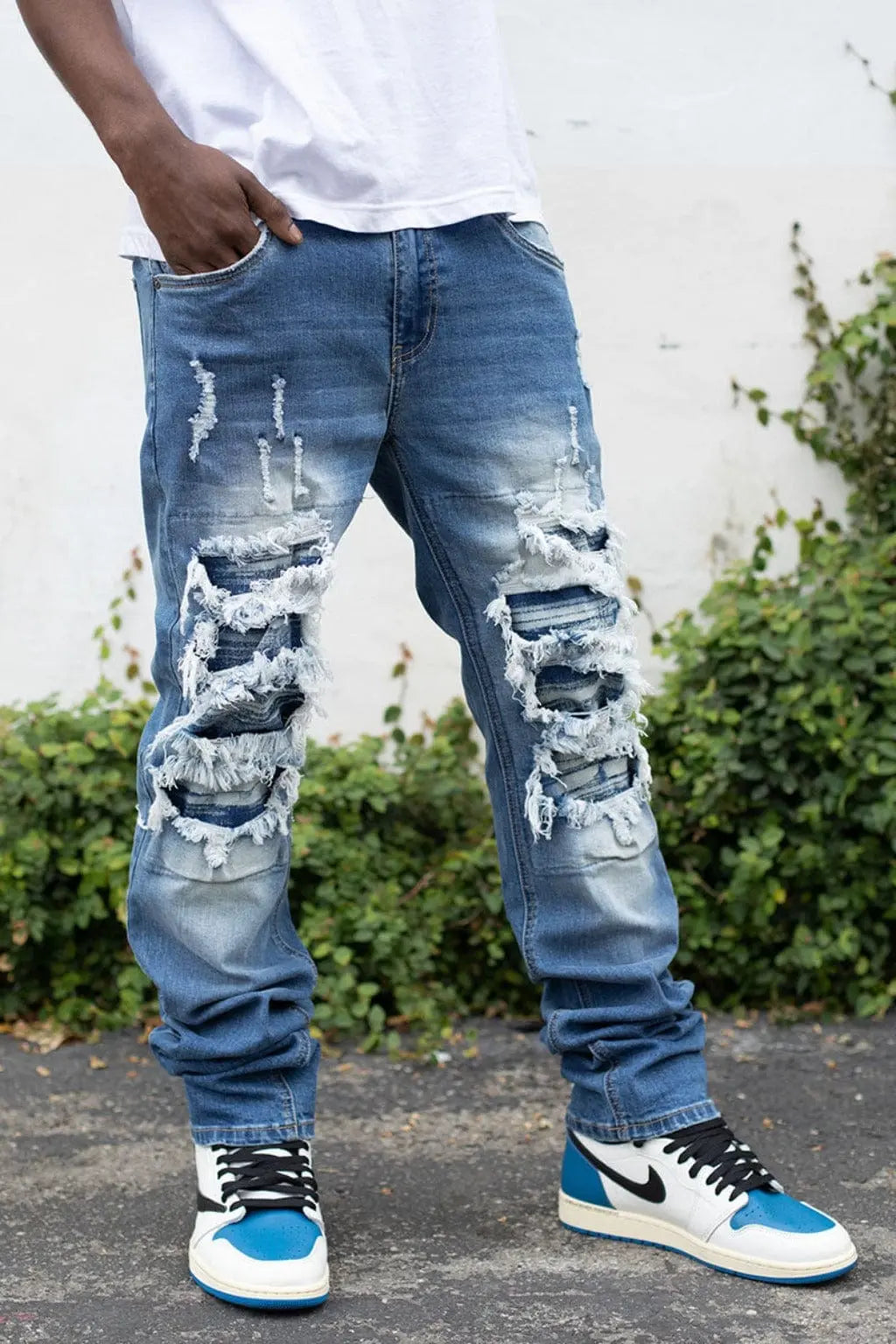 Through It Ripped Skinny Flared Jeans - Blue - Epicplacess