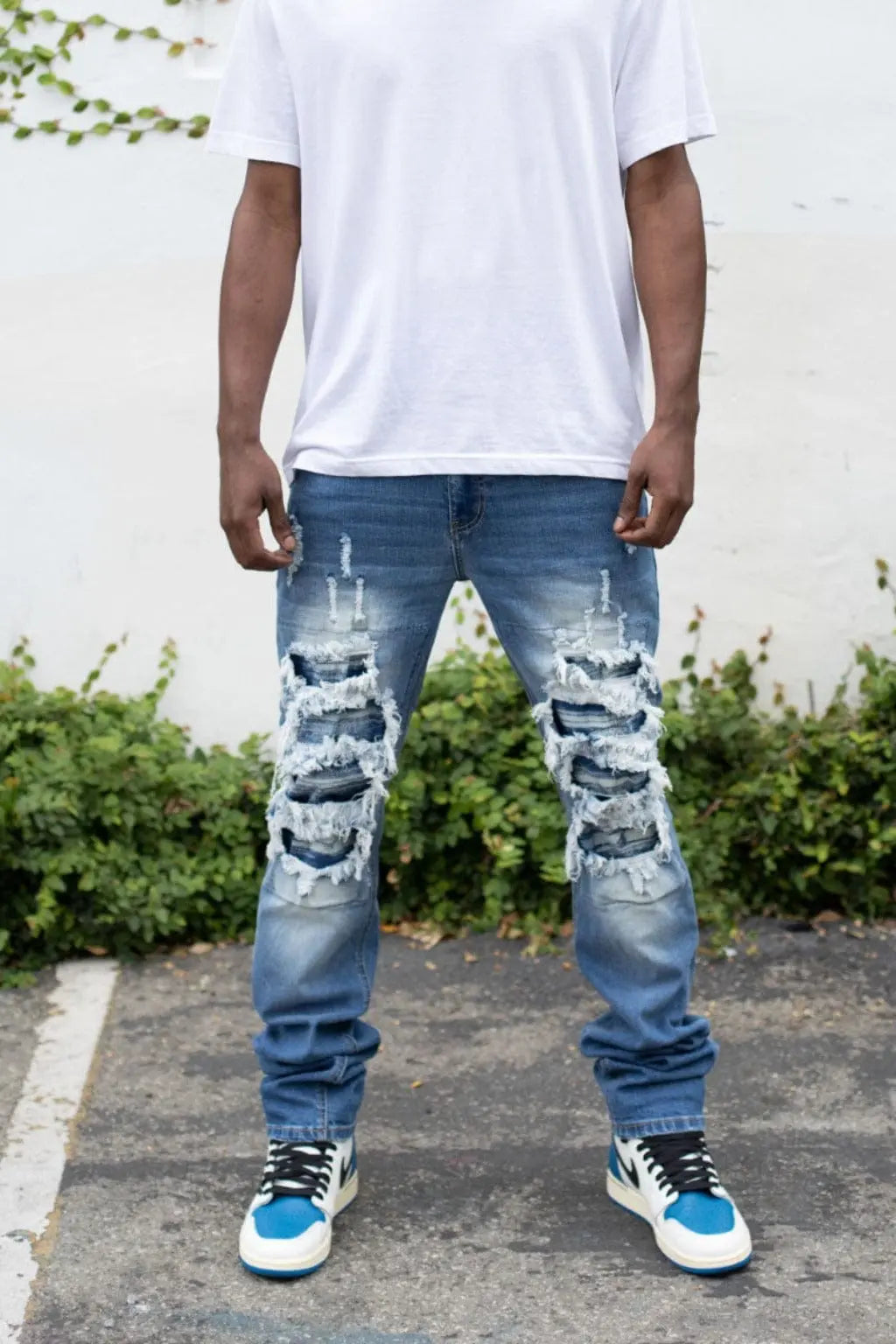 Through It Ripped Skinny Flared Jeans - Blue - Epicplacess