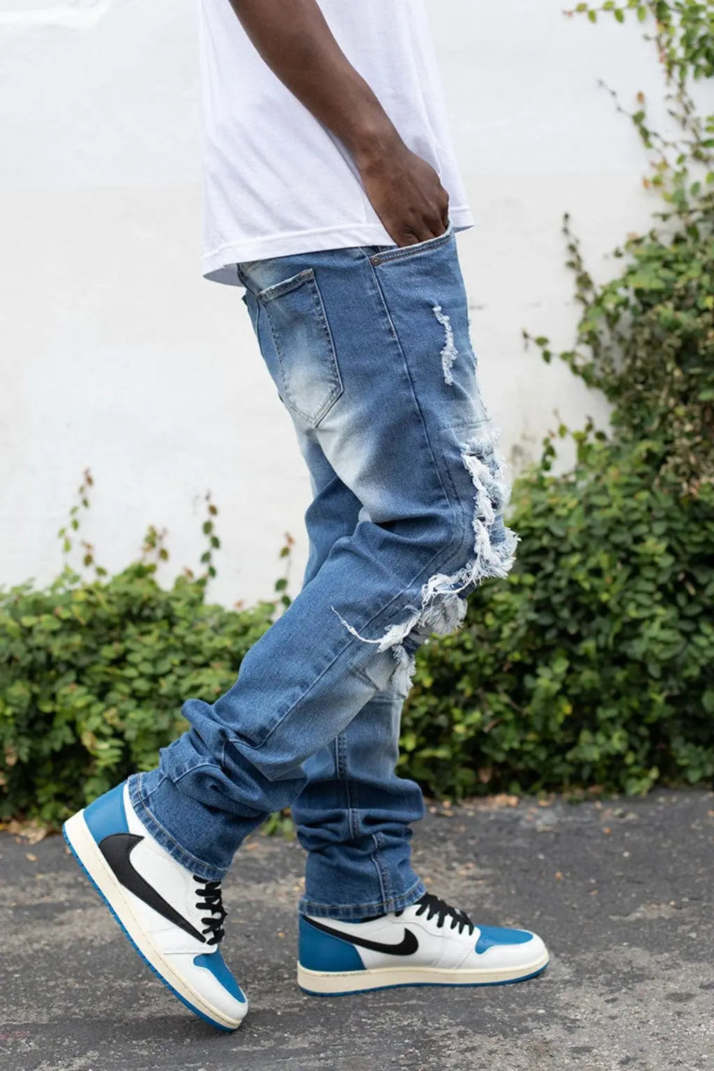 Through It Ripped Skinny Flared Jeans - Blue - Epicplacess