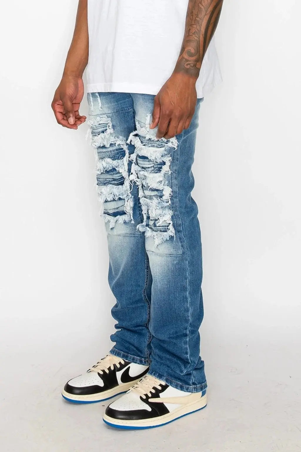 Through It Ripped Skinny Flared Jeans - Blue - Epicplacess