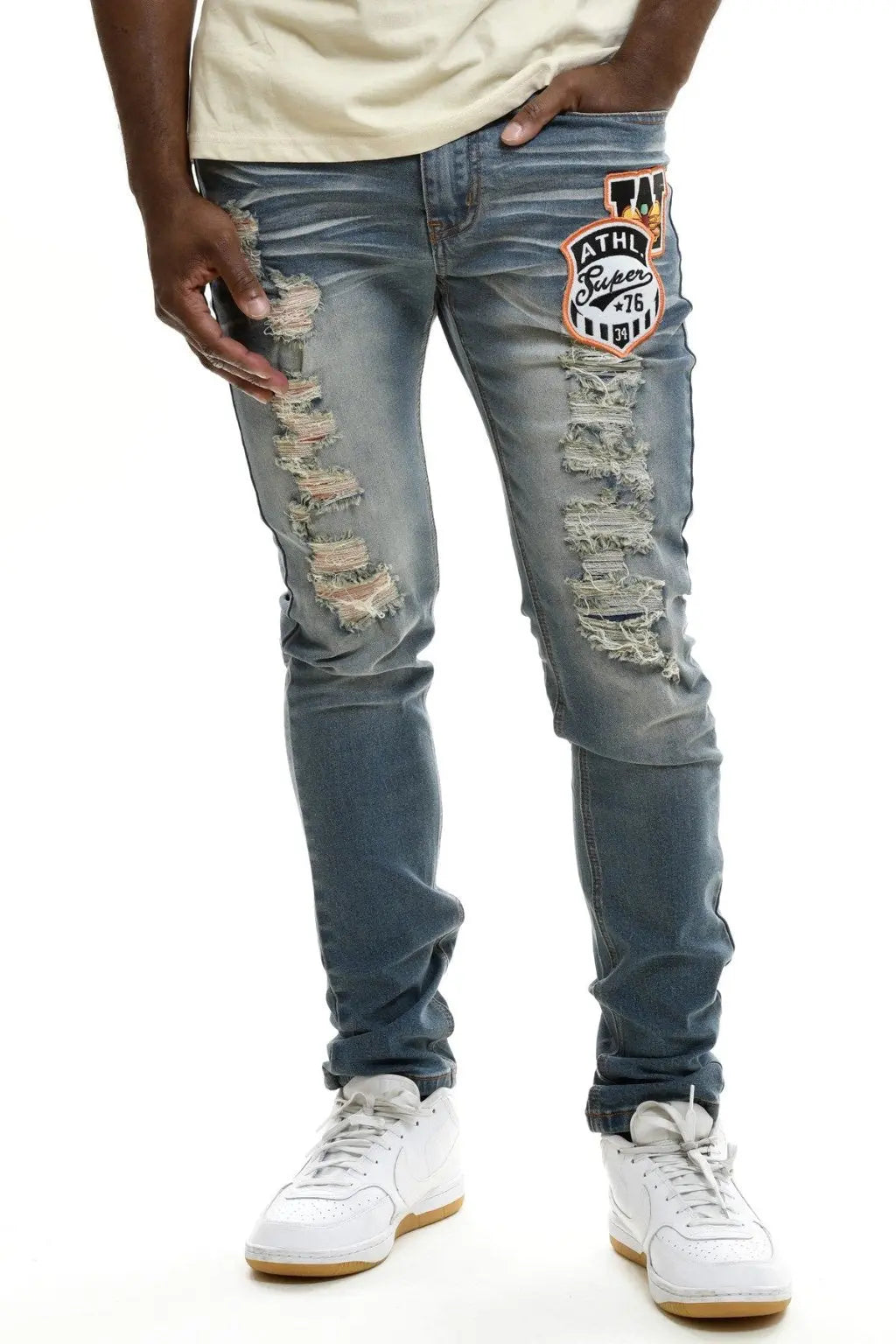 Super Skinny Ahead Of The Game Ripped Stacked Jeans - Epicplacess