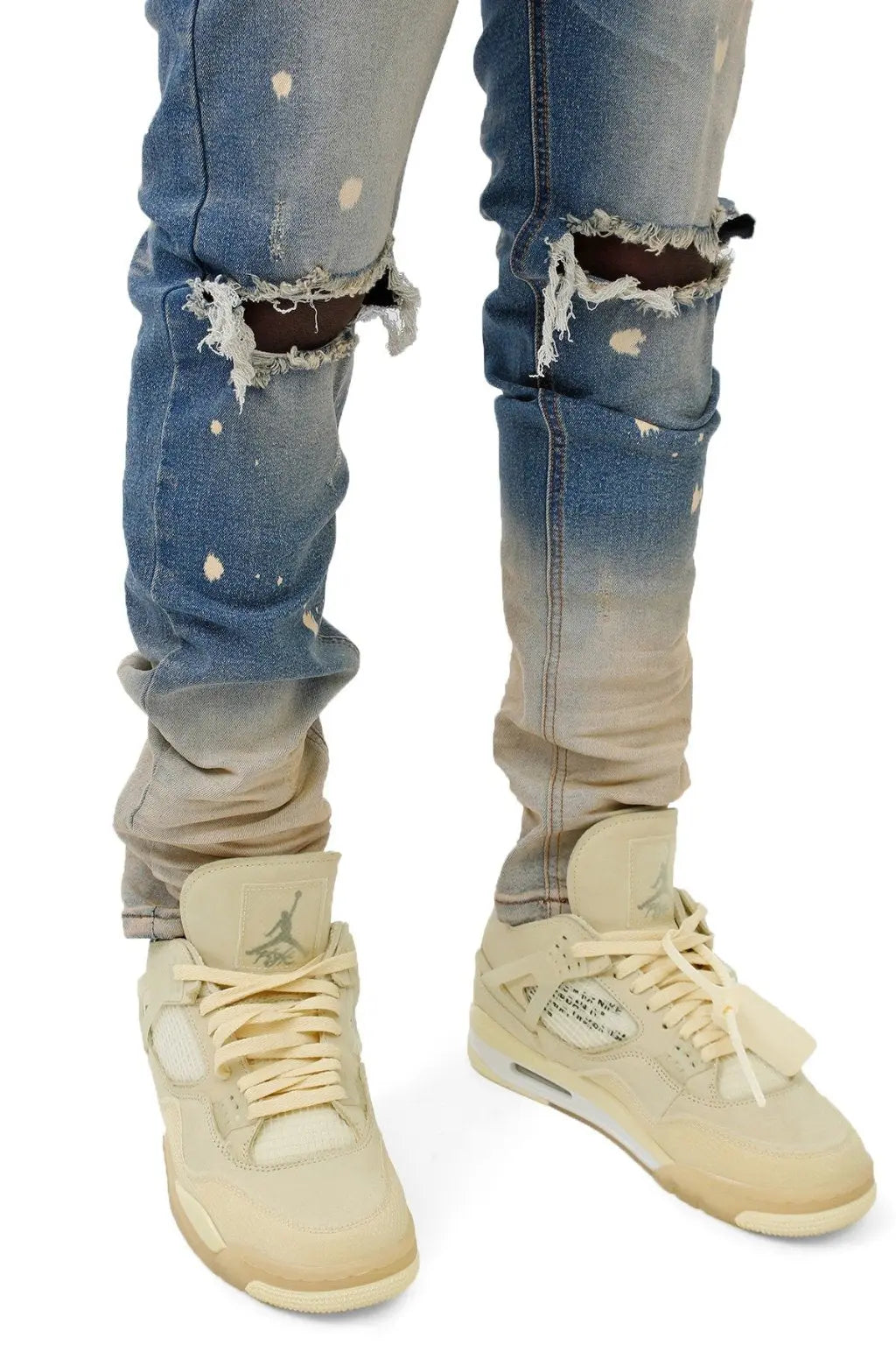 Bleached Stacked Frame Skinny Jeans -Blue - Epicplacess