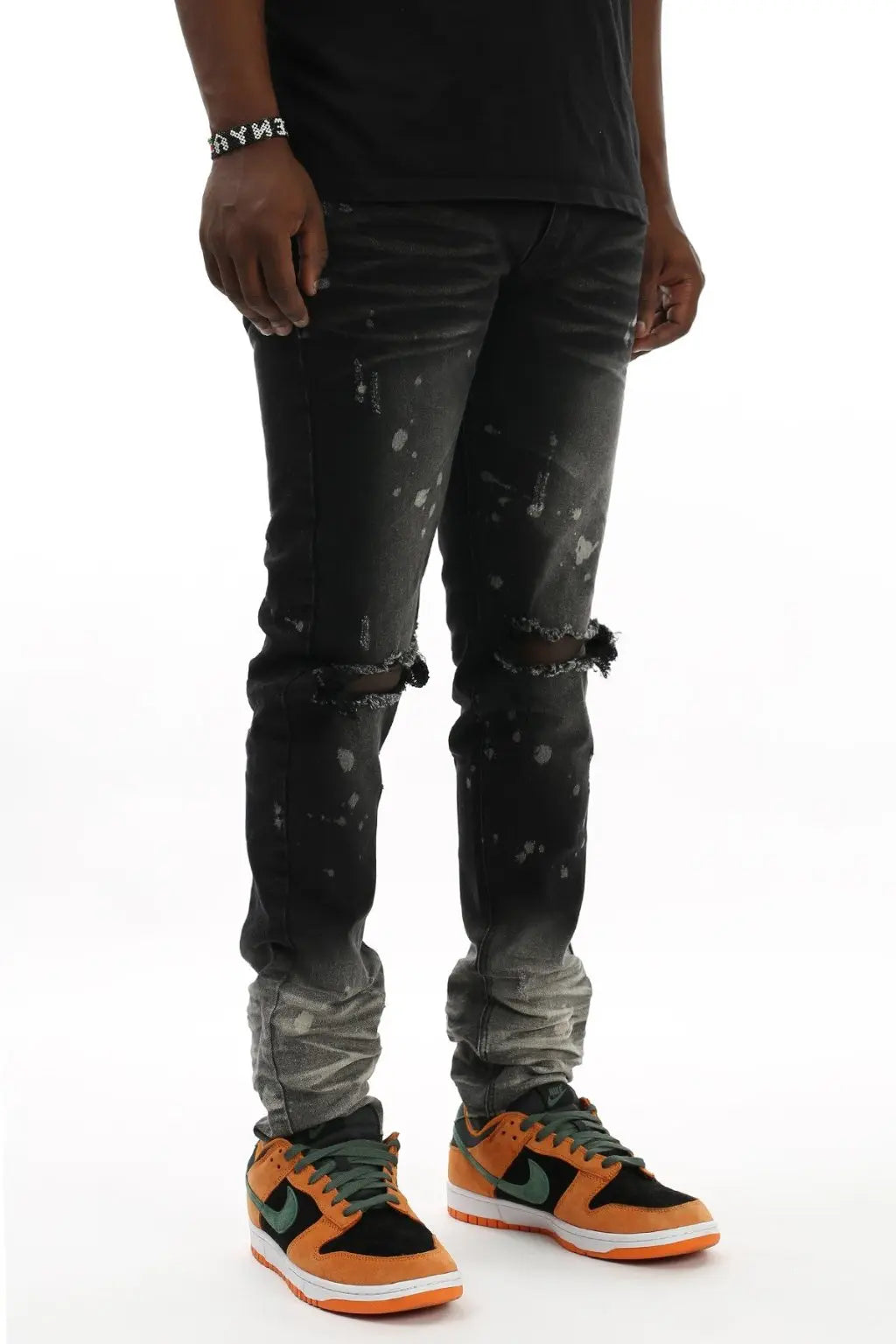 Bleached Stacked Frame Skinny Jeans -Blue - Epicplacess