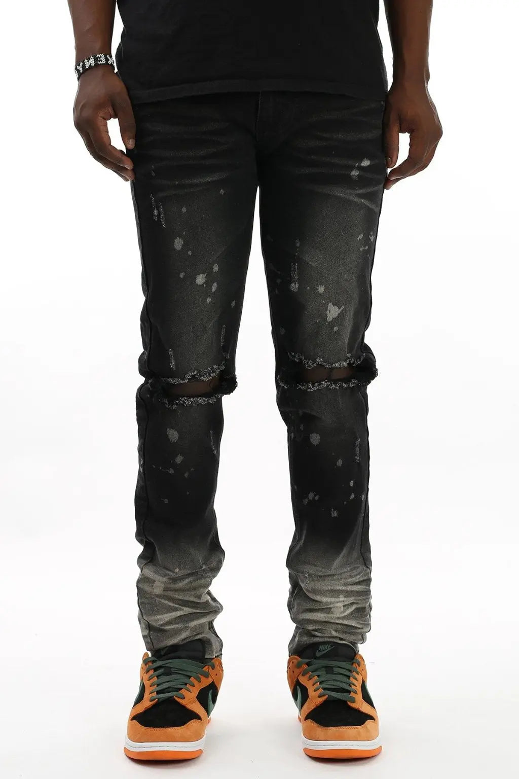 Bleached Stacked Frame Skinny Jeans -Blue - Epicplacess