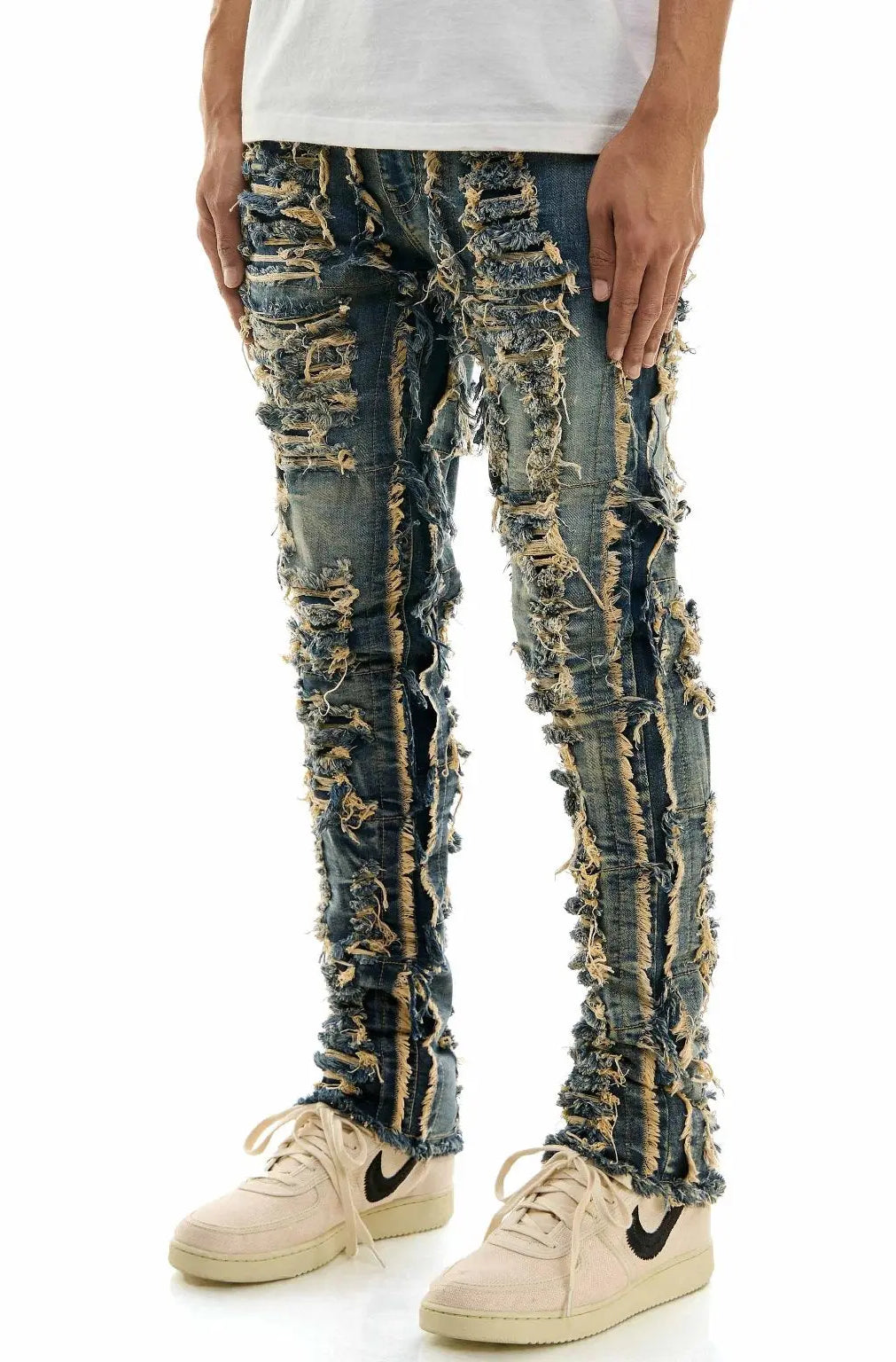 Epix It Distressed Jacquard Skinny Jeans jeans Epicplacess Blue 28