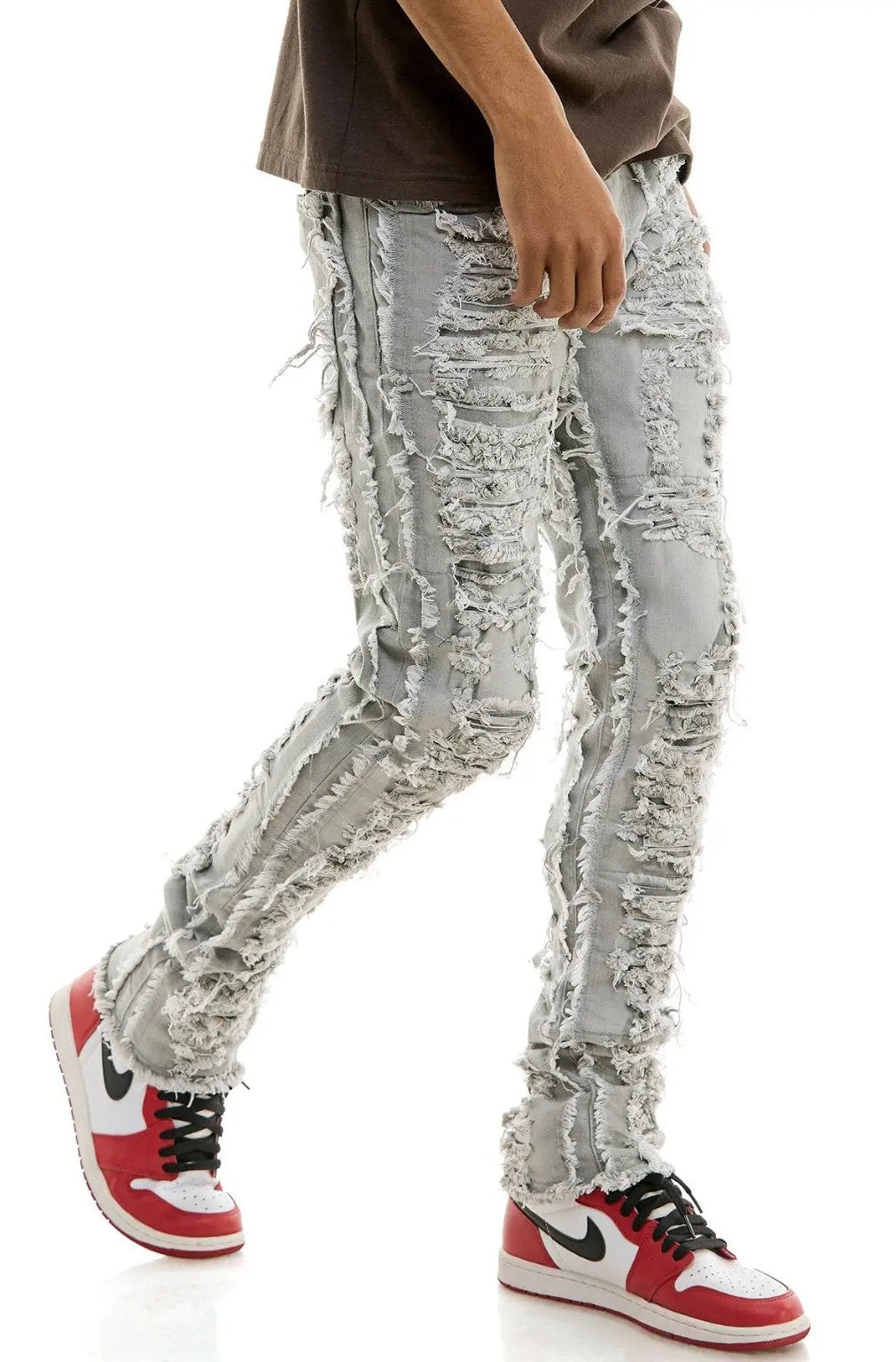 Epix It Distressed Jacquard Skinny Jeans jeans Epicplacess Gray 28