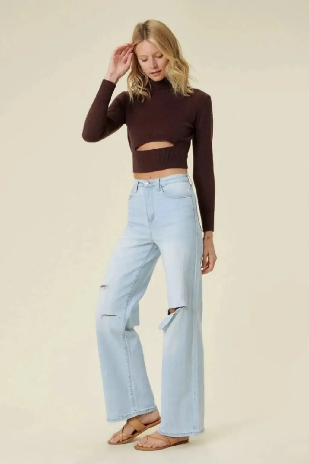 Light blue wide-leg jeans back view - Epicplacess