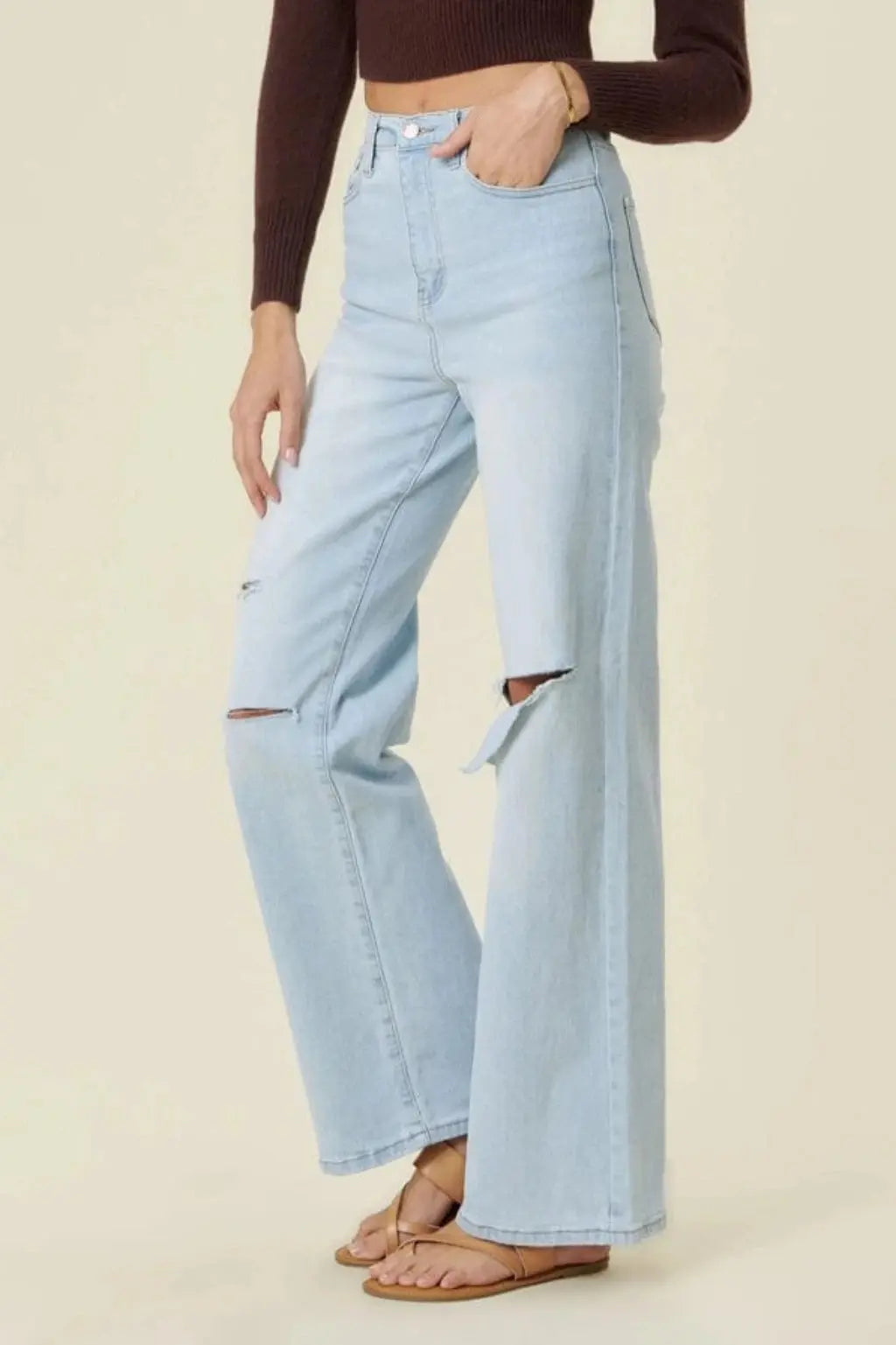 Rockstar Wide Leg Ripped Jeans - Epicplacess