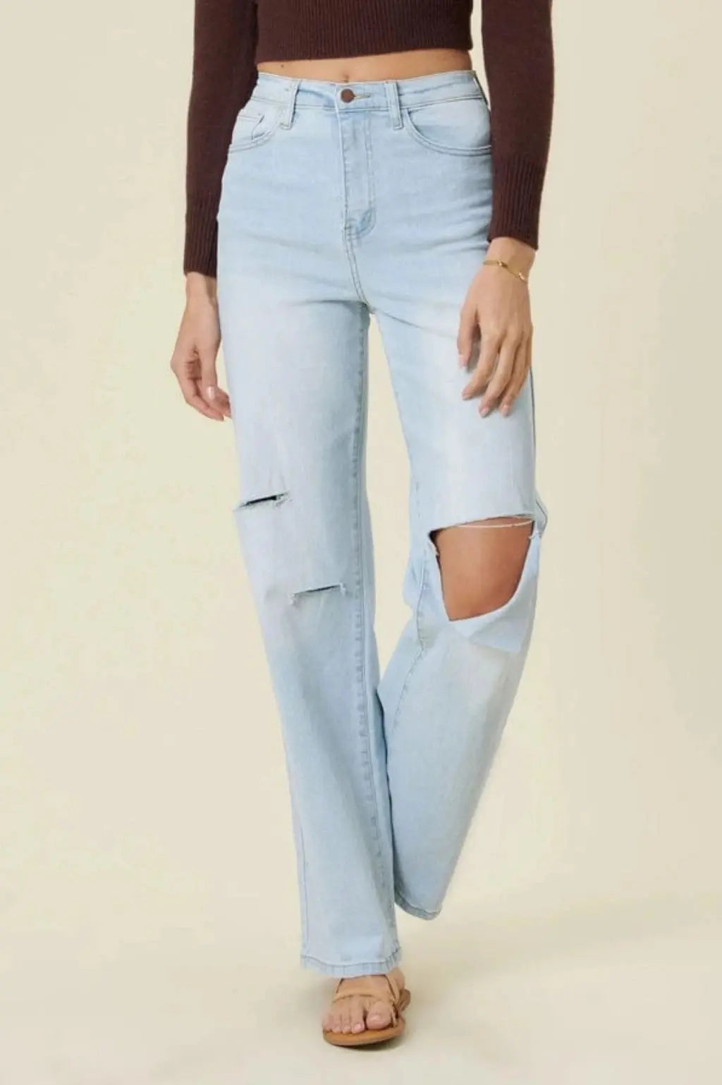 Rockstar Wide Leg Ripped Jeans - Epicplacess