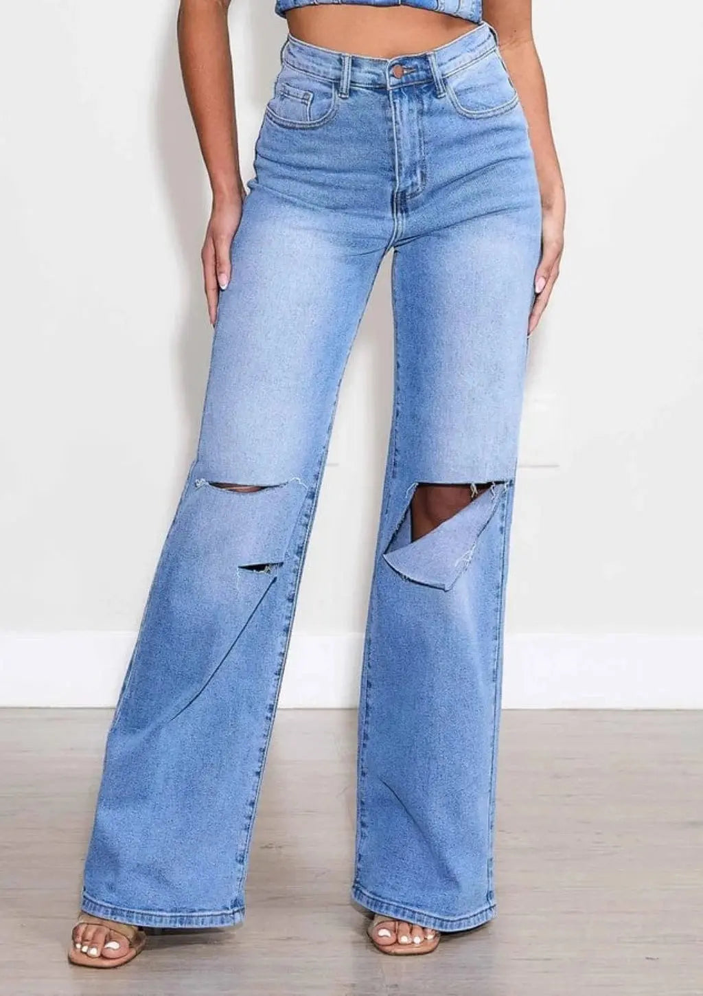 Rockstar Wide Leg Ripped Jeans - Epicplacess