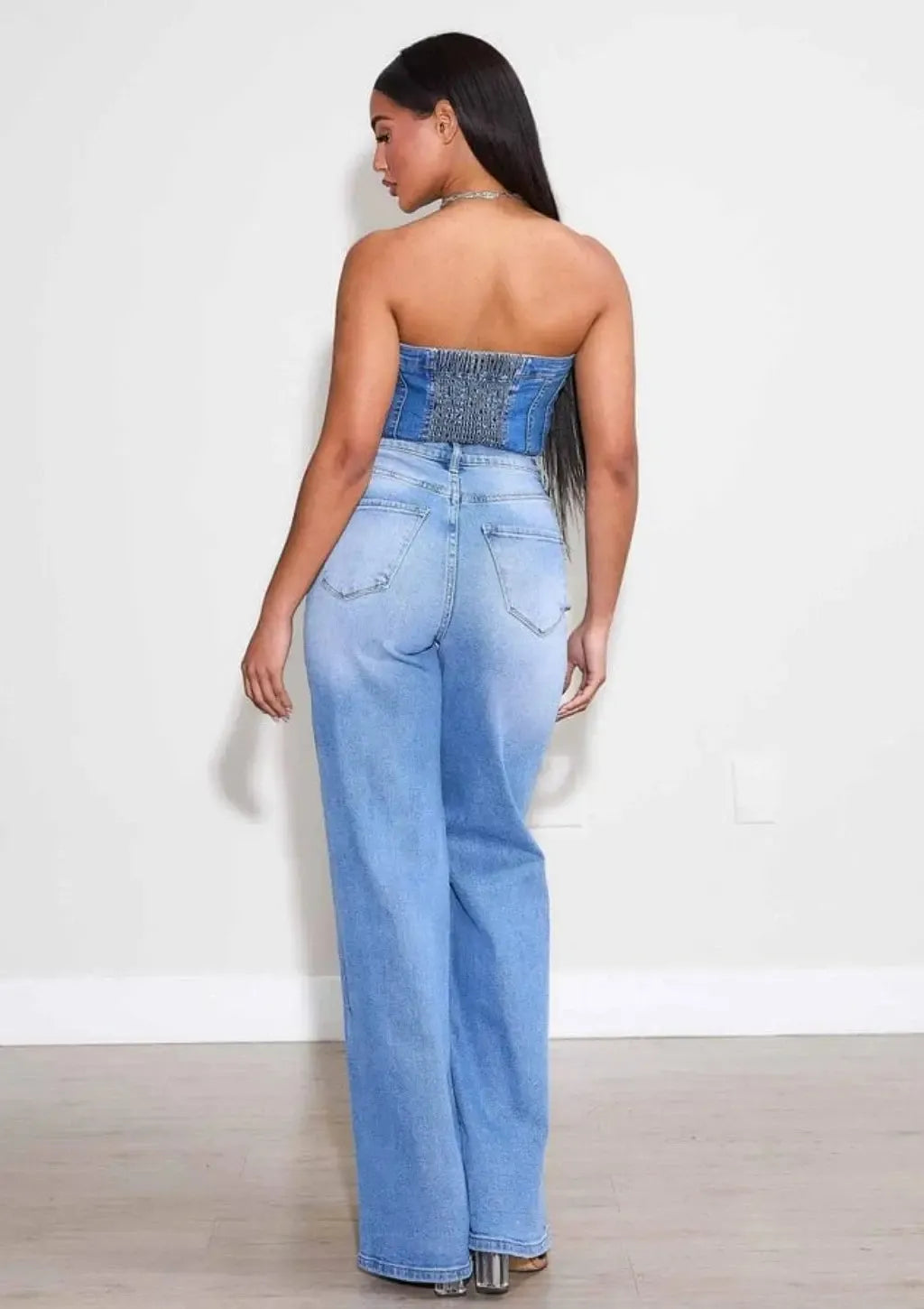 High-waist ripped wide-leg jeans detail - Epicplacess