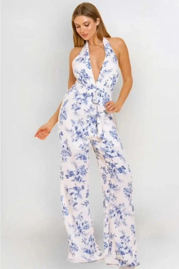 It's Flowing Blue Print Jumpsuit jumpsuit Epicplacess Blue S