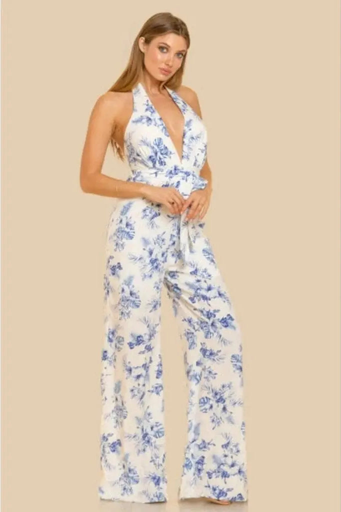It's Flowing Blue Print Jumpsuit jumpsuit Epicplacess Blue L