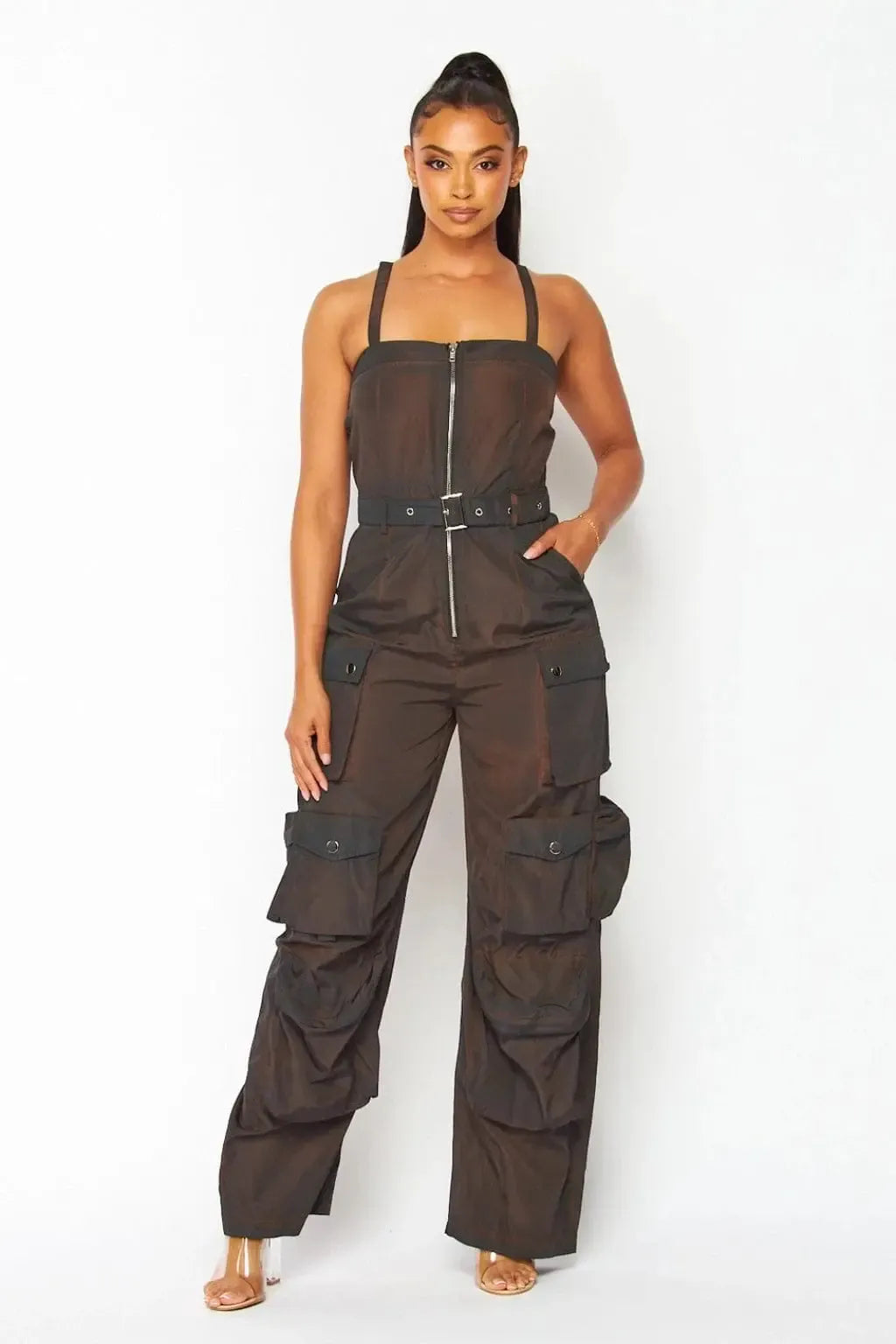 Brown cargo jumpsuit - Epicplacess