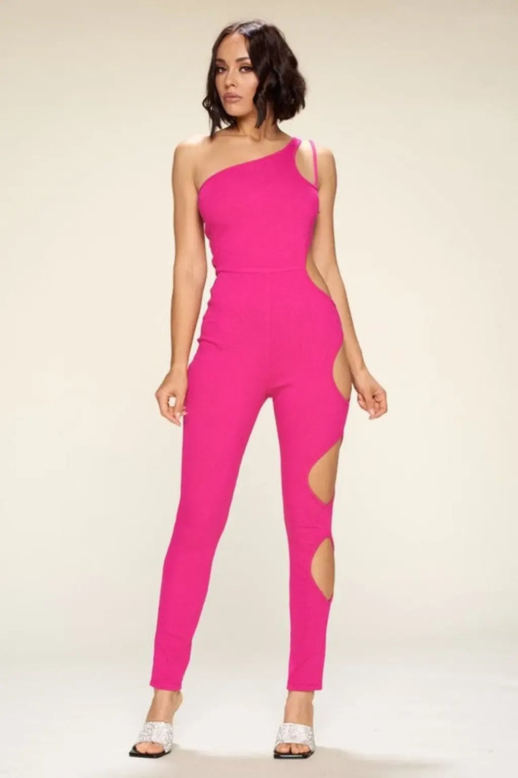 Pink cutout jumpsuit side view - Epicplacess