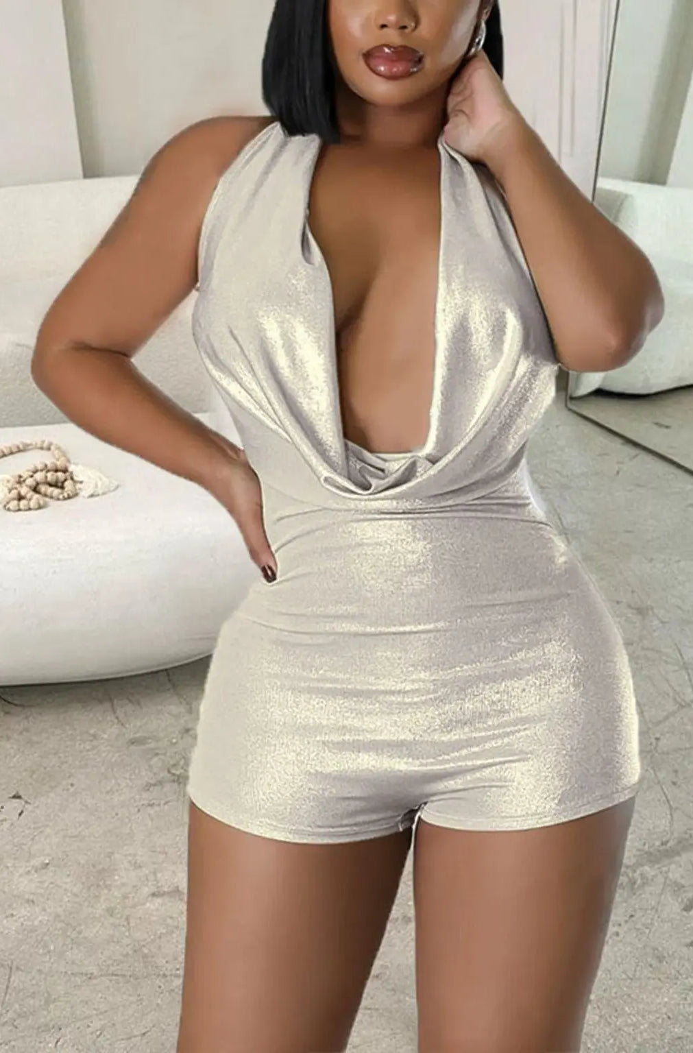 Feel So Hyped Romper-Silver jumpsuit Epicplacess S Silver