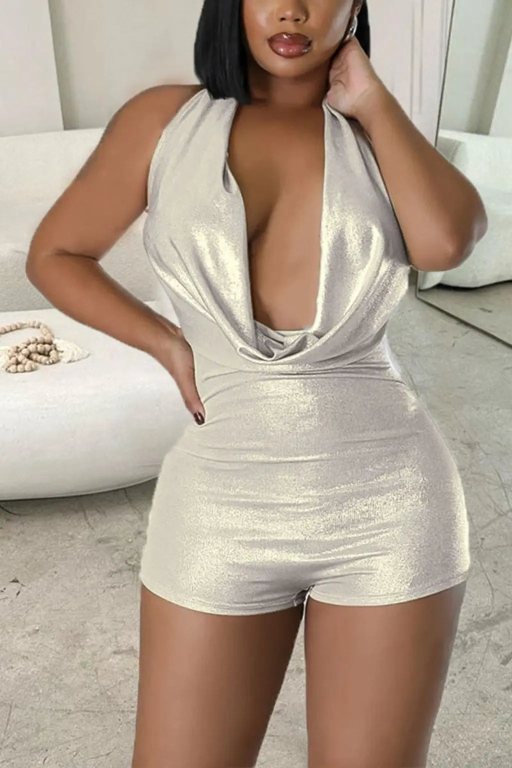 Feel So Hyped Silver Glitter Romper - Epicplacess