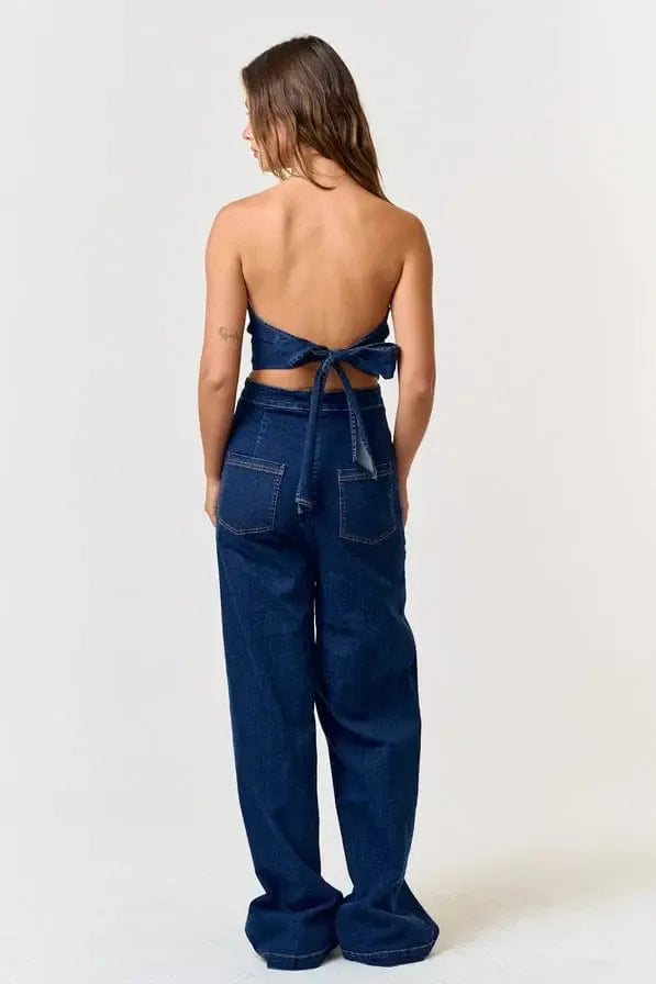 Blue strapless jumpsuit detail - Epicplacess