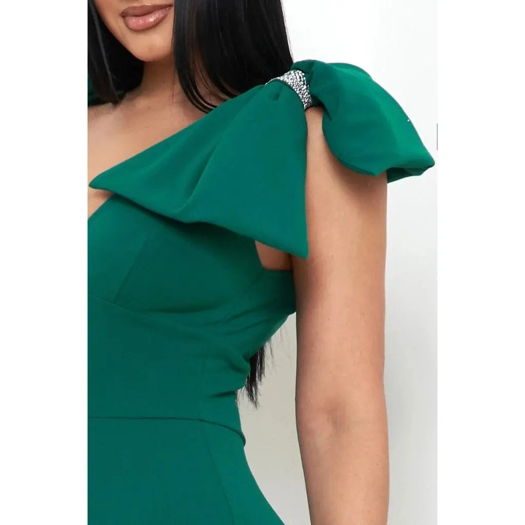 Bow On Shoulder Jumpsuit Pink - Epicplacess