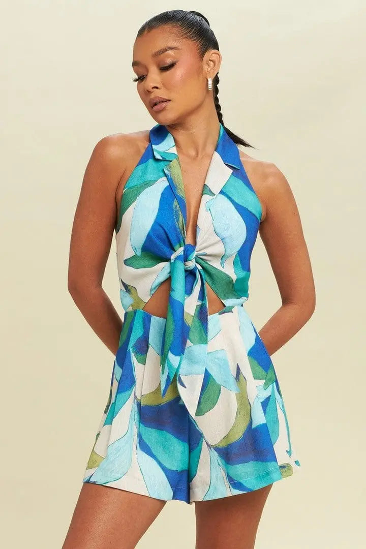 Why Playa Tie Front Romper - Epicplacess