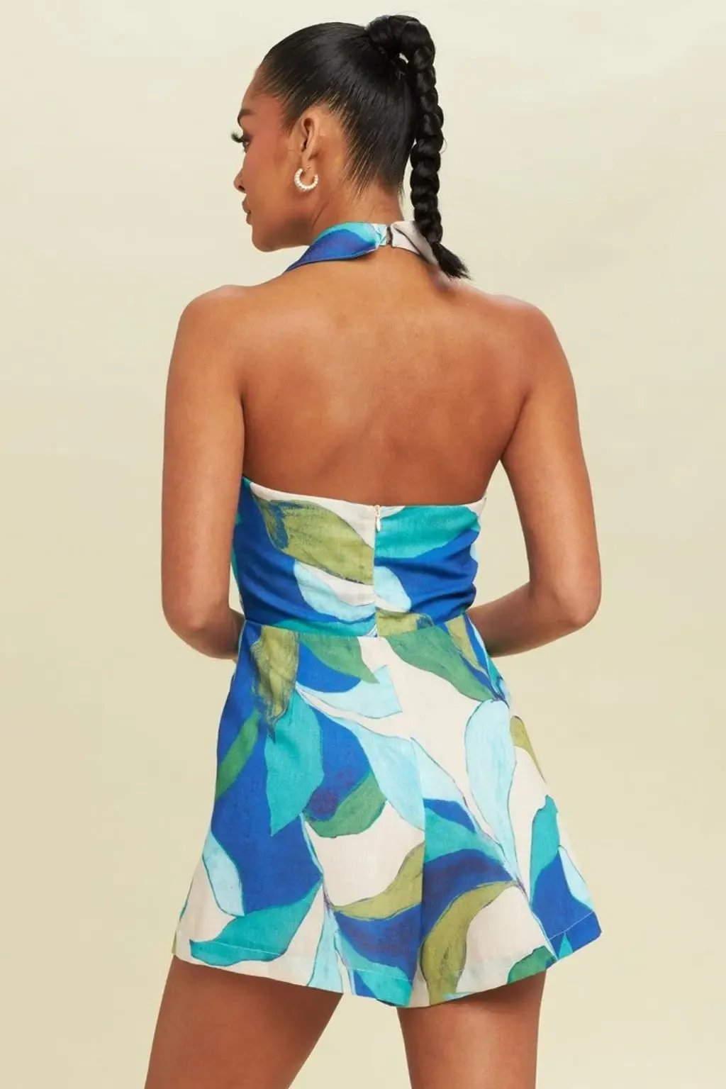 Tie-front strapless romper front view - Epicplacess