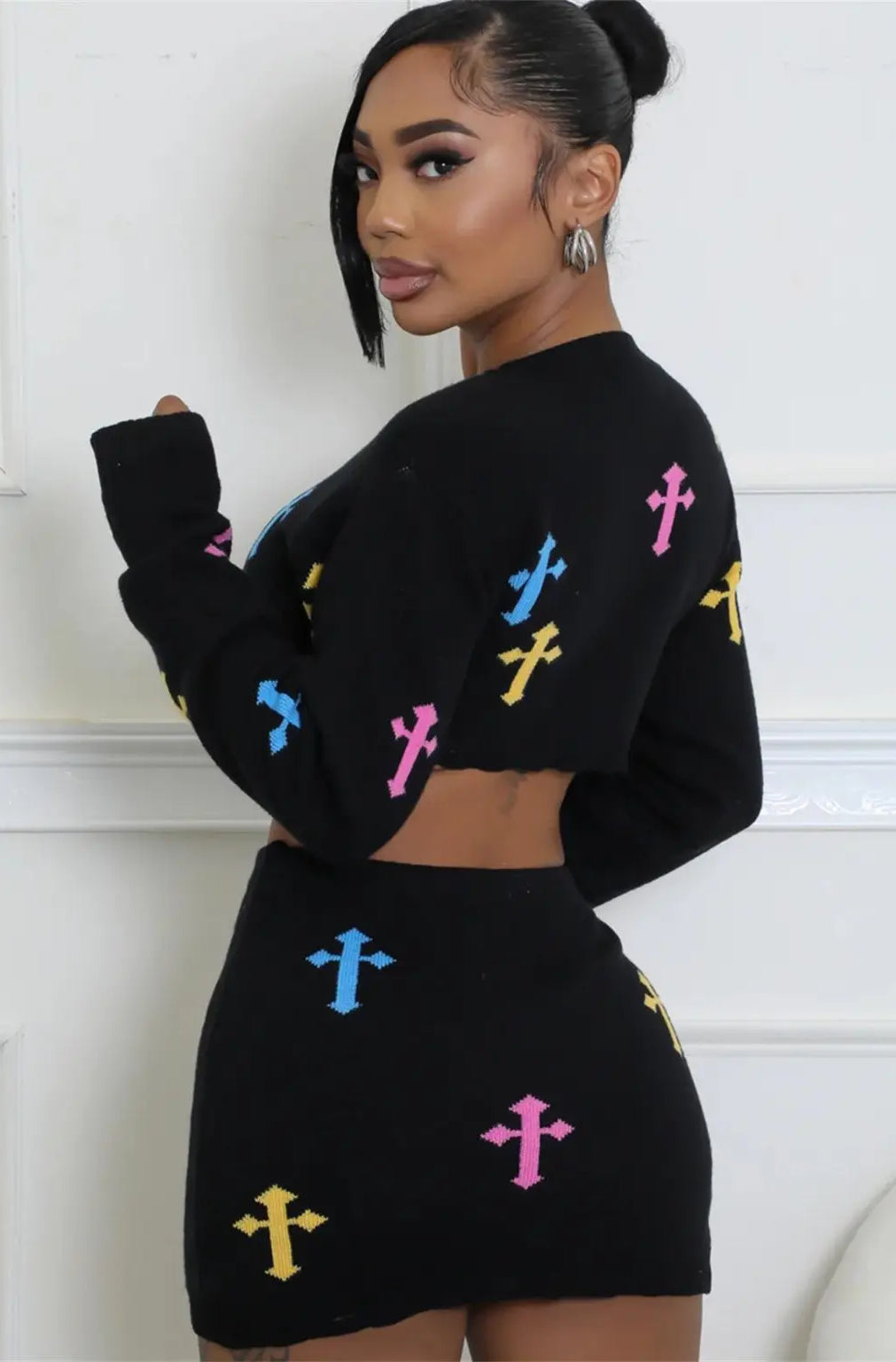 Crossin' Paths Mini Skirt Set - Black - Epicplacess