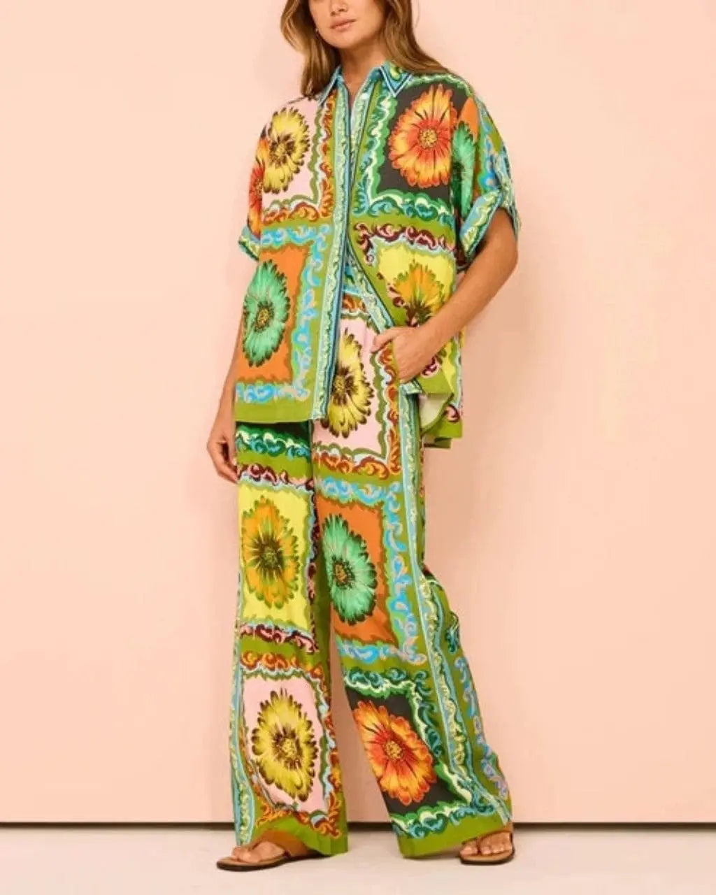 Stylish Green Print Pants Set - Epicplacess