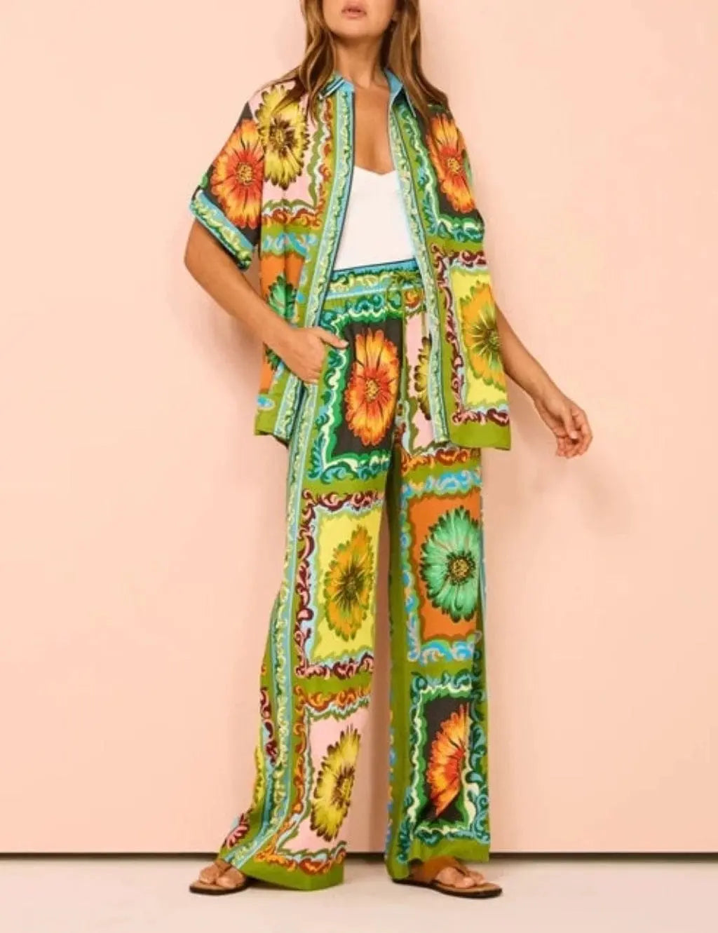 Stylish Green Print Pants Set - Epicplacess