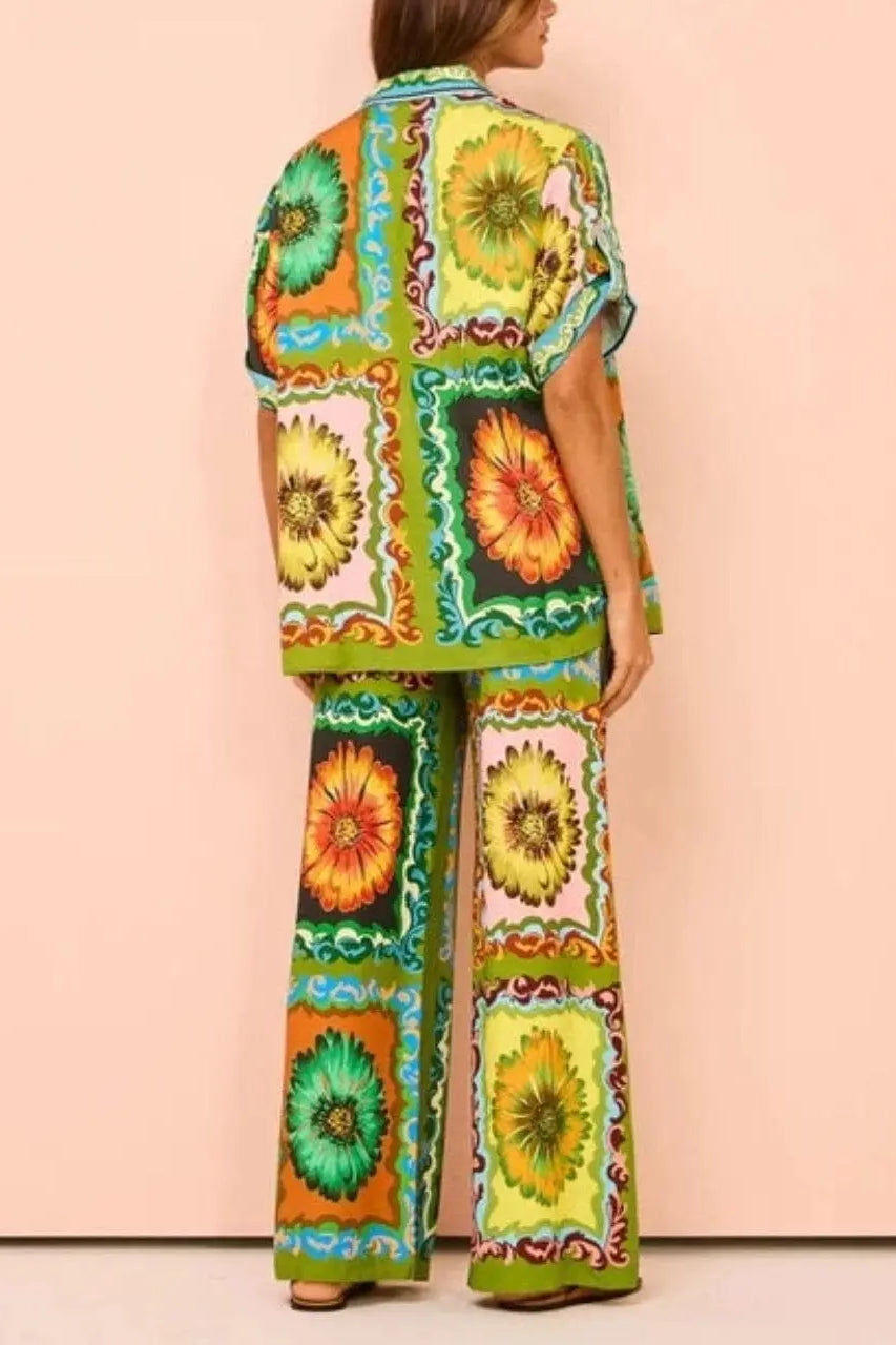 Stylish Green Print Pants Set Sets Epicplacess Green M