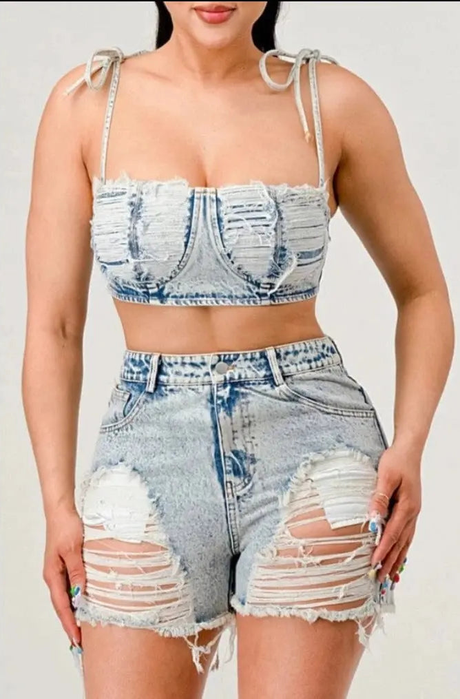 Distressed Urban Denim Short Set Sets Epicplacess S Acid Wash