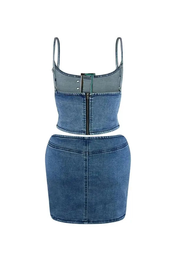 Stylish Women's Denim Skirt Set - Epicplacess