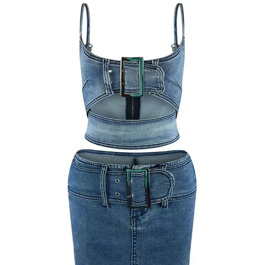 Stylish Women's Denim Skirt Set - Epicplacess