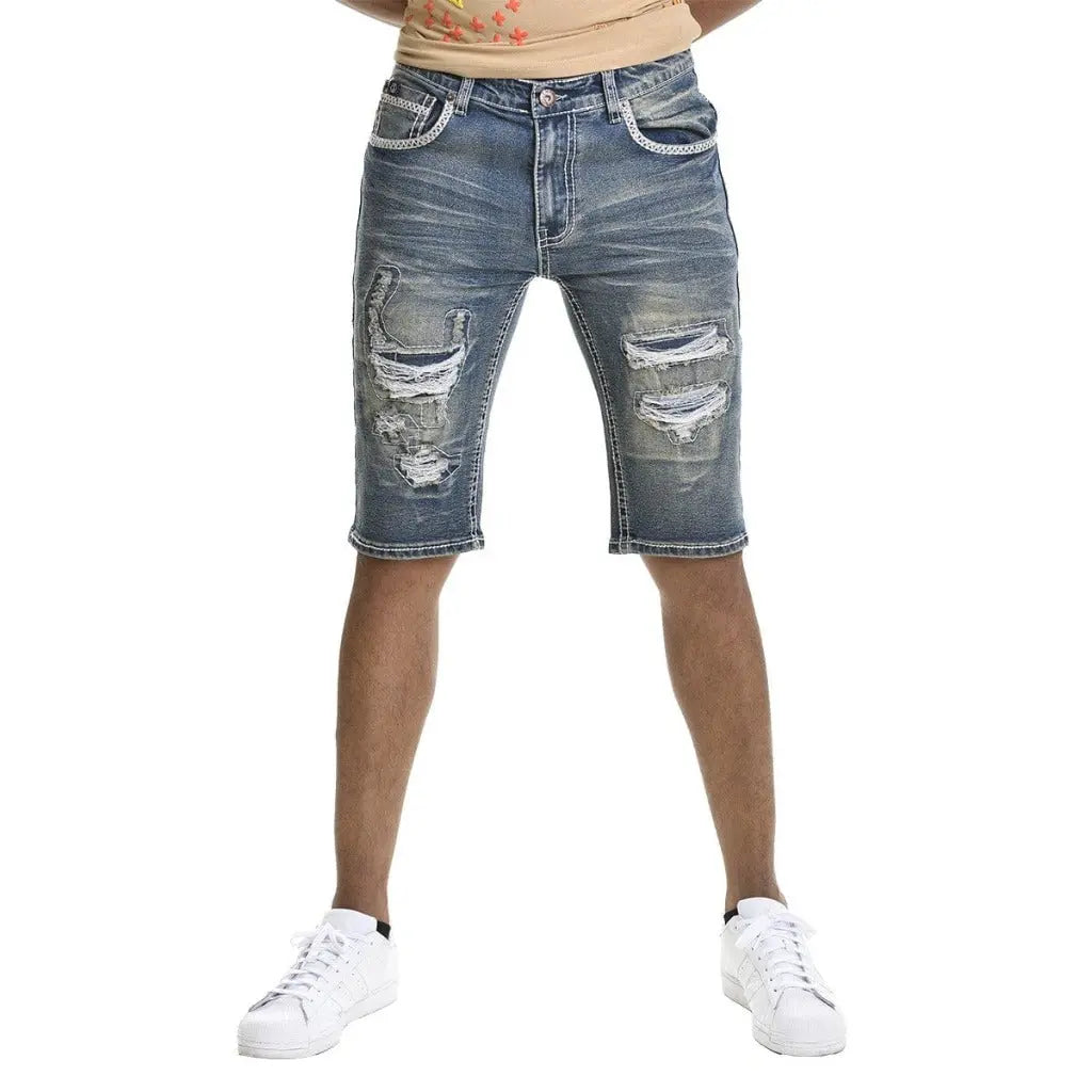 BBS Distressed Raw Hem Slim Denim Shorts - Epicplacess