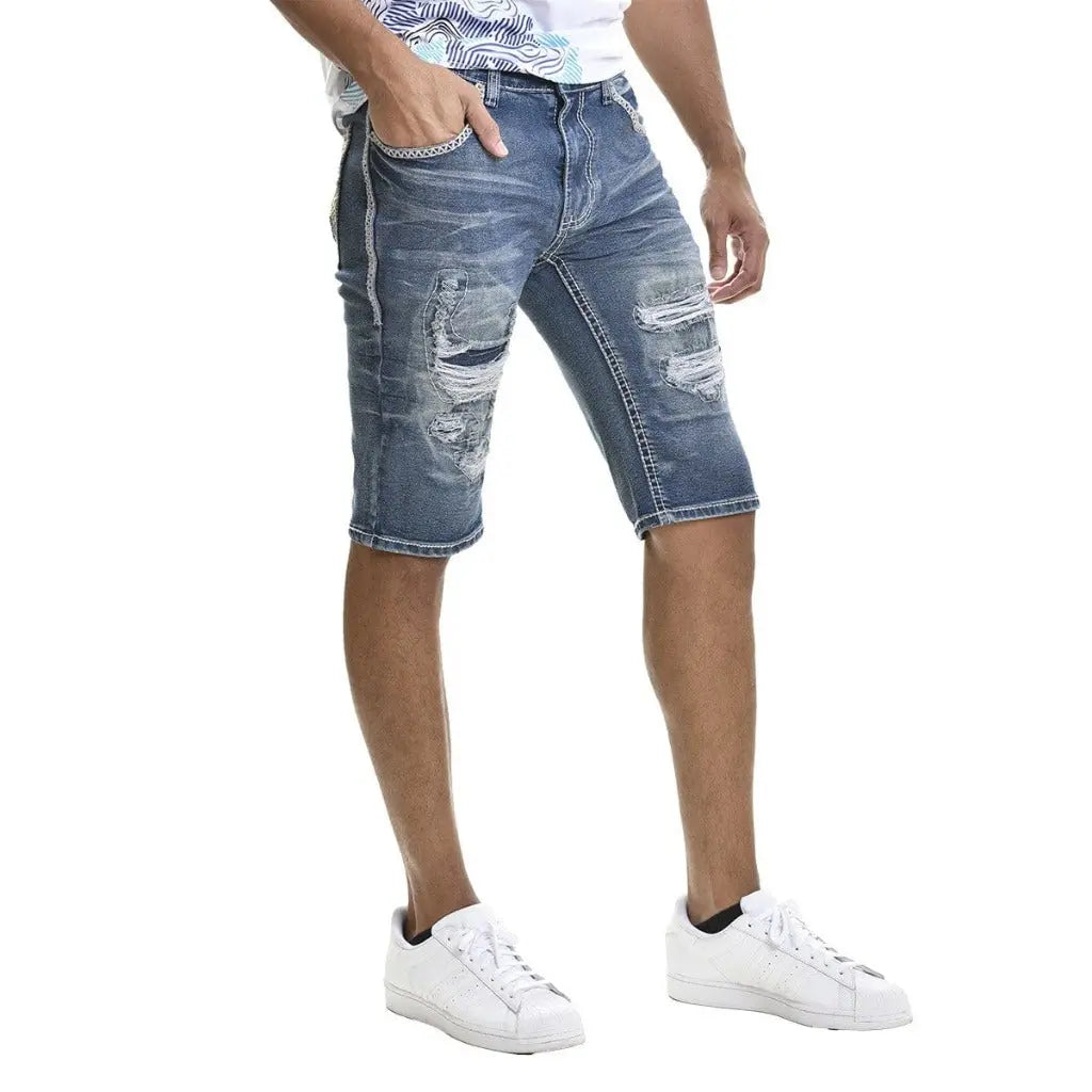 BBS Distressed Raw Hem Slim Denim Shorts - Epicplacess