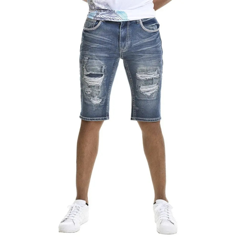 BBS Distressed Raw Hem Slim Denim Shorts - Epicplacess