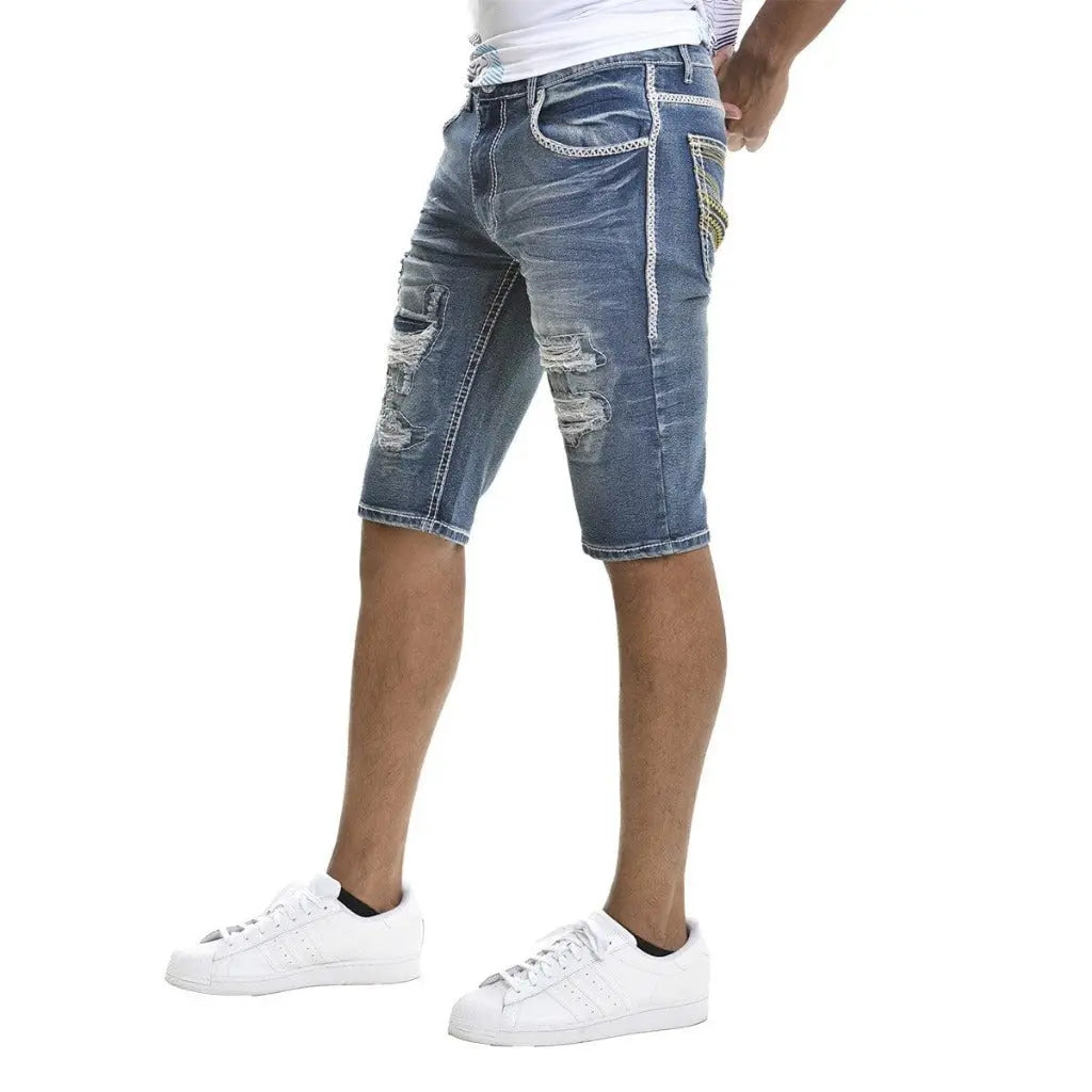 BBS Distressed Raw Hem Slim Denim Shorts - Epicplacess