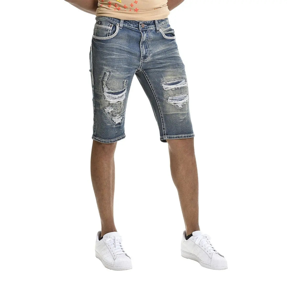 BBS Distressed Raw Hem Slim Denim Shorts - Epicplacess