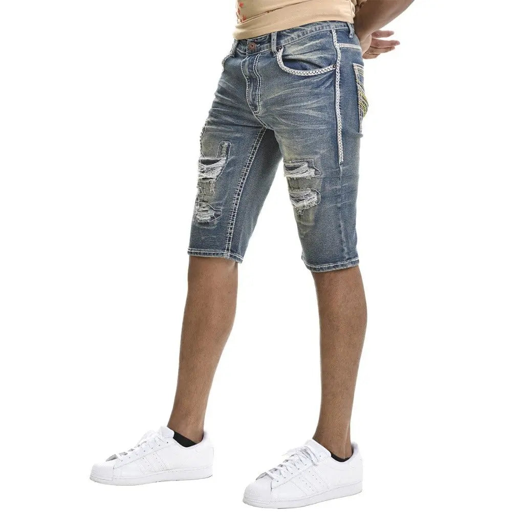BBS Distressed Raw Hem Slim Denim Shorts - Epicplacess