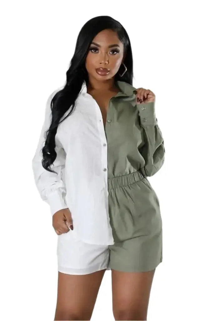 By The West Side Gauze Short Set - Green Shorts Epicplacess M Green