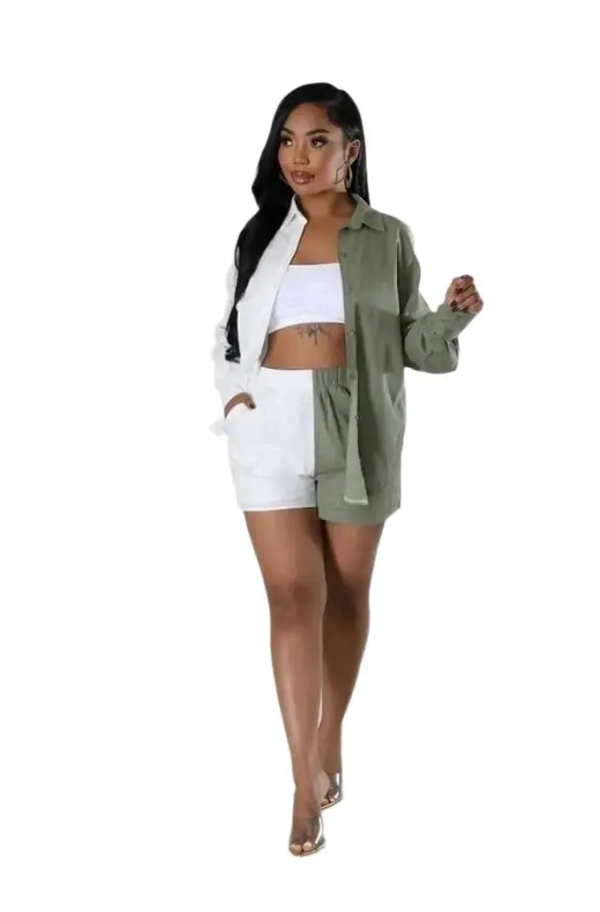 By The West Side Gauze Short Set - Green Shorts Epicplacess S Green