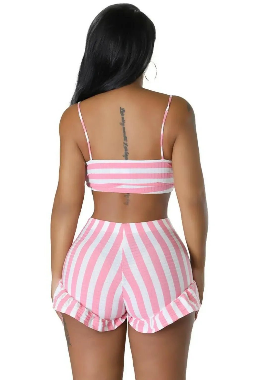Pink shorts set back view - Epicplacess