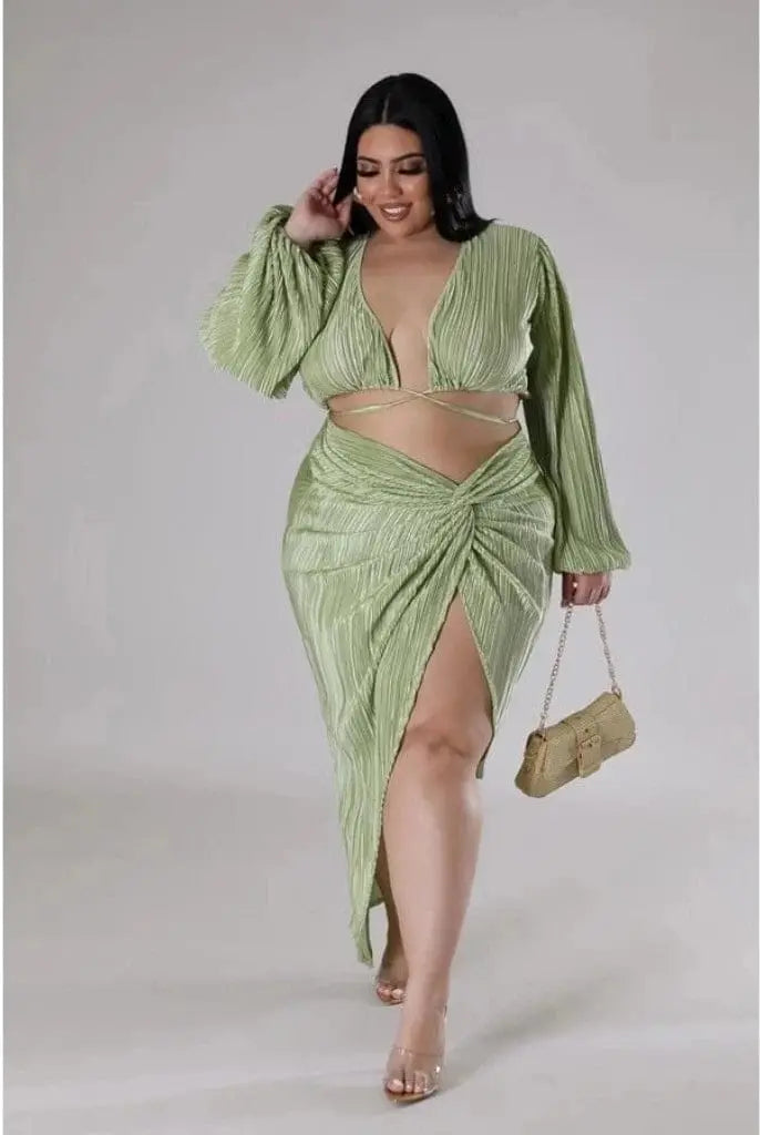 Yeah Night Out Bae Skirt Set-Green SKIRT Epicplacess 1X Green