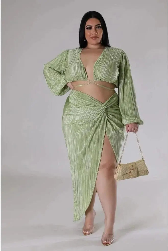 Yeah Night Out Bae Skirt Set-Green SKIRT Epicplacess
