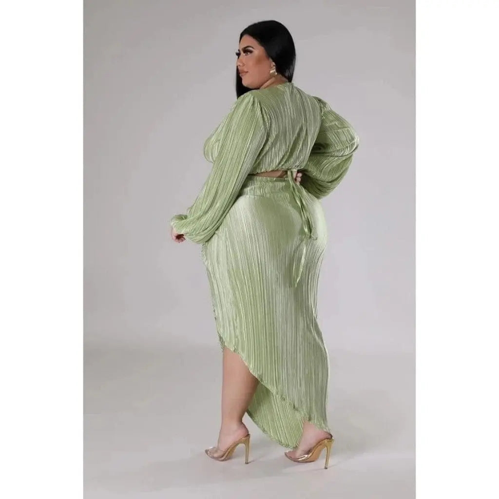 Yeah Night Out Bae Skirt Set-Green - Epicplacess