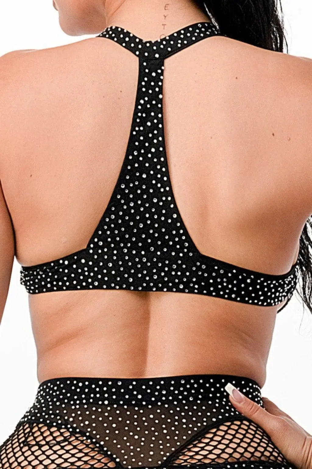 Very Short Skirt and Crop Top Rhinestone Set - Epicplacess