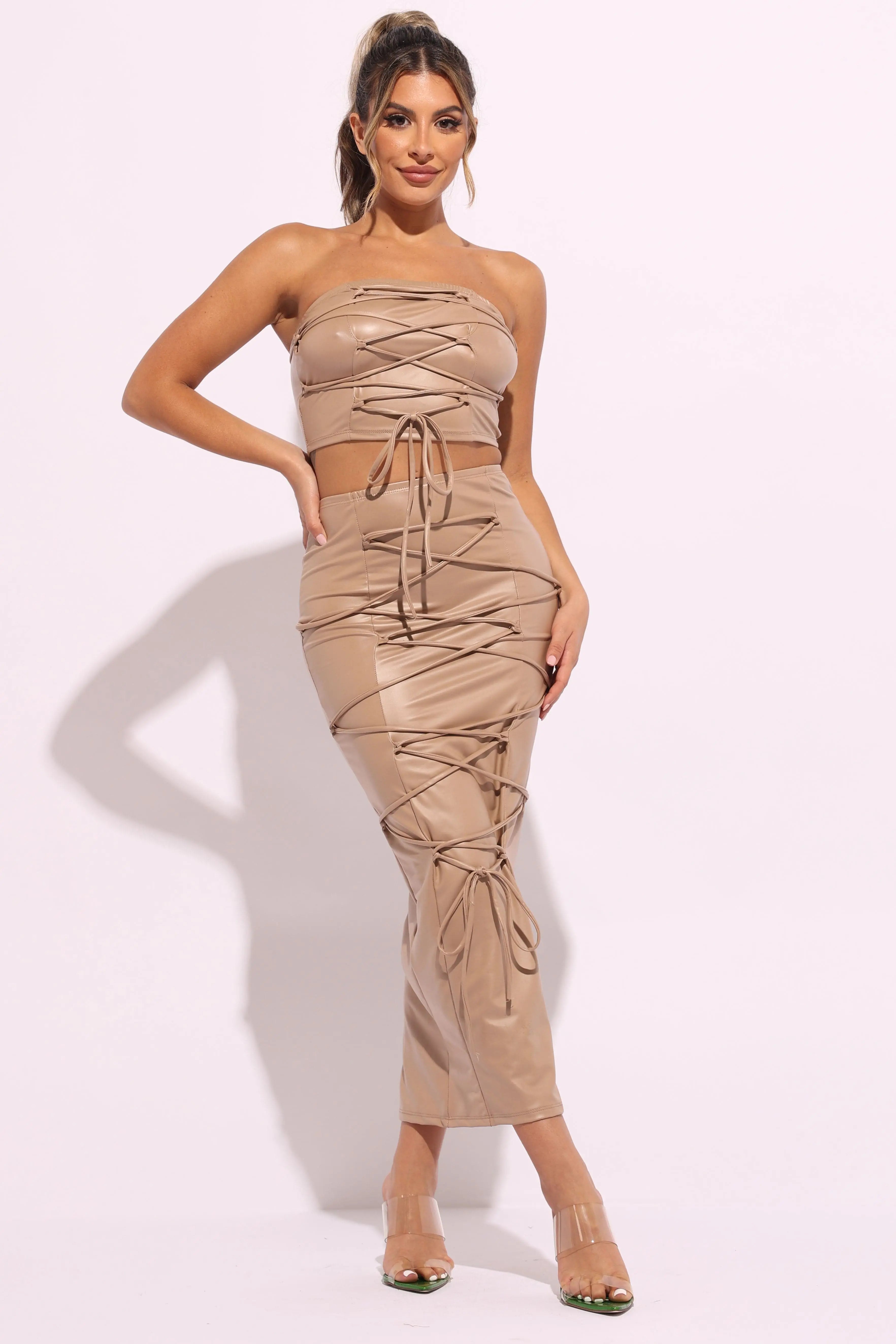 Lace Up Views Maxi Skirt Set - Epicplacess